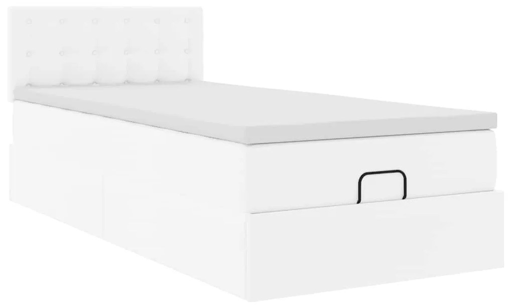 Estrutura de cama otomana com colchão 80x200 cm branco puro