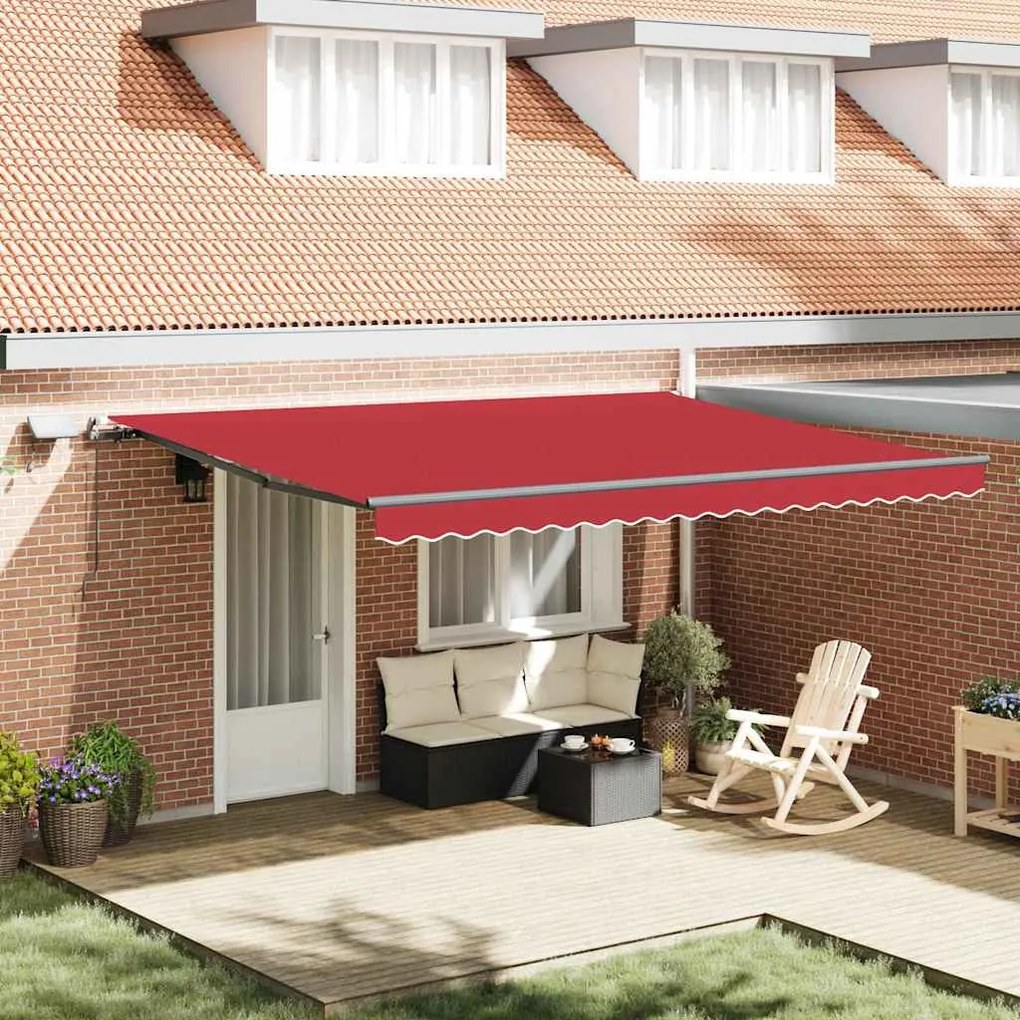 Toldo Retrátil Manual vidaXL com LED Vermelho 450x300 cm