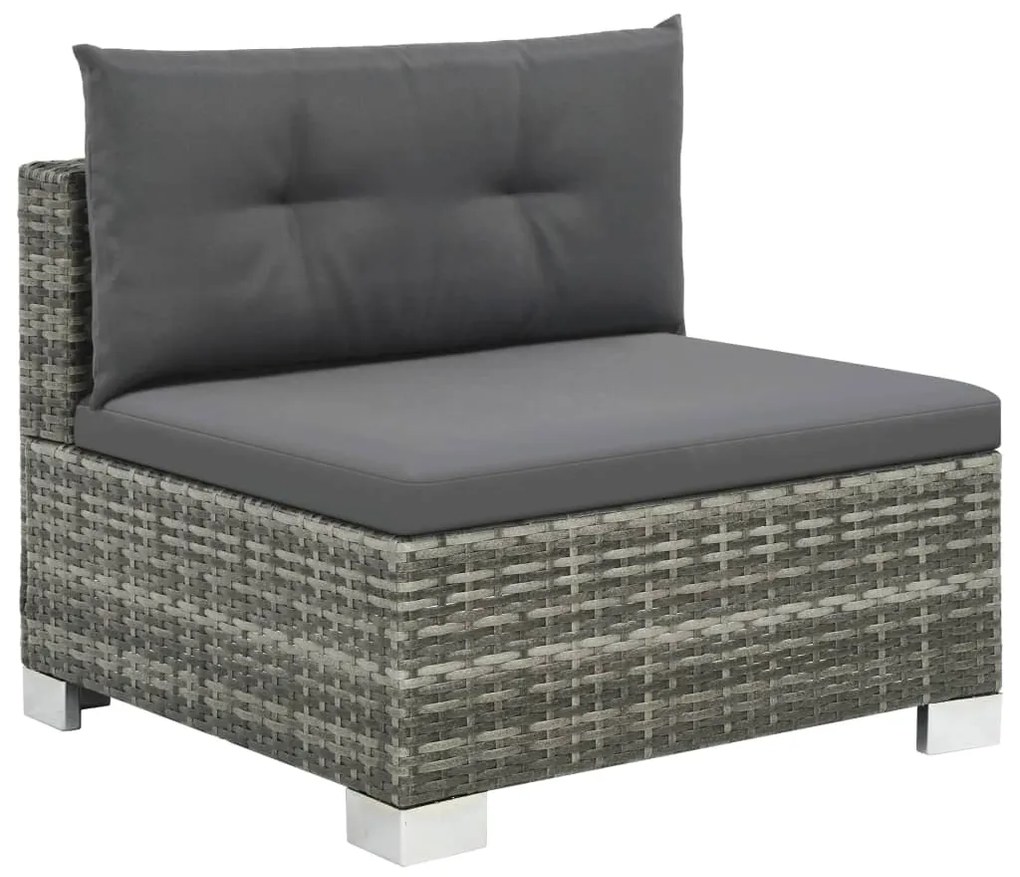 10 pcs conjunto lounge de jardim c/ almofadões vime PE cinzento