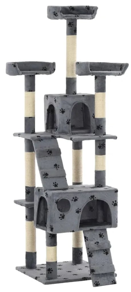 Árvore para gatos c/ postes arranhadores sisal 170 cm cinzento