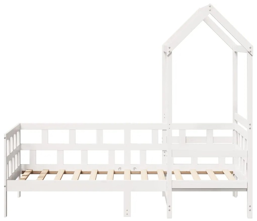 Sofá-cama com telhado 90x200 cm madeira de pinho maciça branco