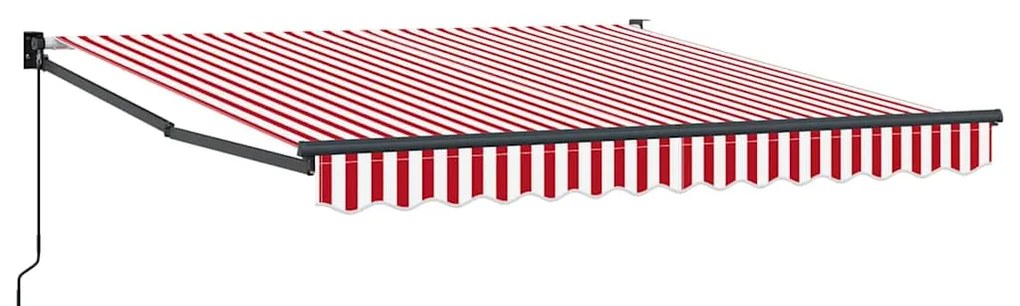 Toldo Retrátil Manual Listrado Vermelho e Branco 300 x 250 cm