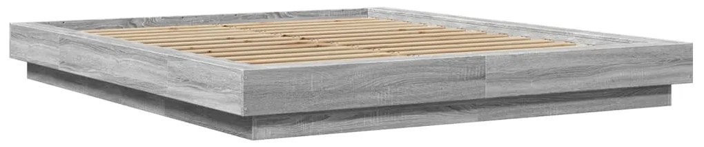 Estrutura de cama 160x200 cm derivados de madeira cinza sonoma