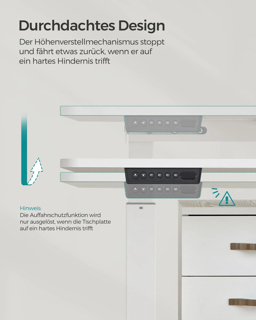 Secretária regulável em altura eléctrica 70 x 160 x (72-120) cm branco e Cinzenta