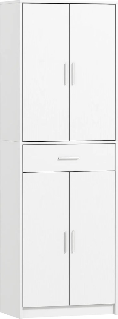 HOMCOM Armário de cozinha moderno com portas de armário, prateleiras ajustáveis e gaveta, 60 x 35 x 180 cm, branco | Aosom Portugal