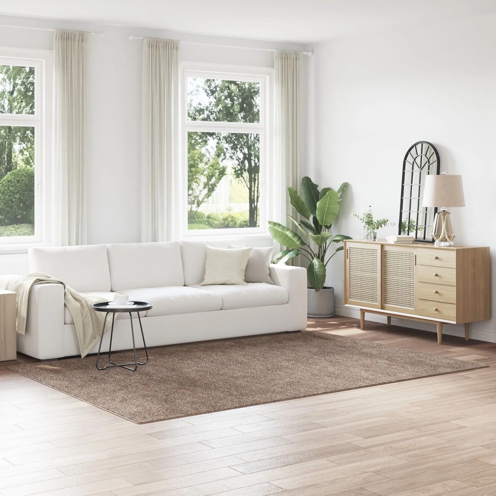 Tapete Shaggy vidaXL com base em látex Marrom 200x290 cm