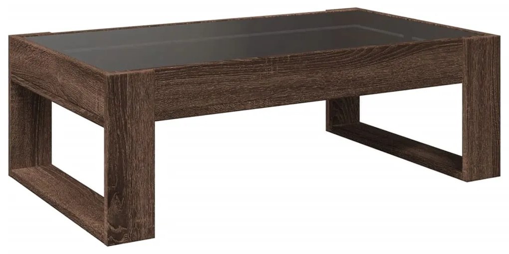 Mesa centro luzes LED Infinity 90x53x30 cm carvalho castanho