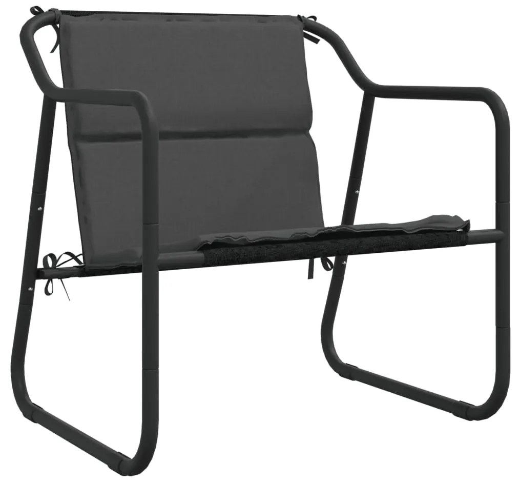 3 pcs conjunto lounge de jardim com almofadões aço antracite