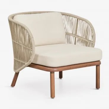 Poltrona De Jardim Em Madeira De Acácia E Corda Trançada Capri Crema - Sklum