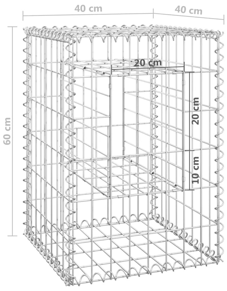 Postes/cestos gabião 2 pcs 40x40x60 cm ferro