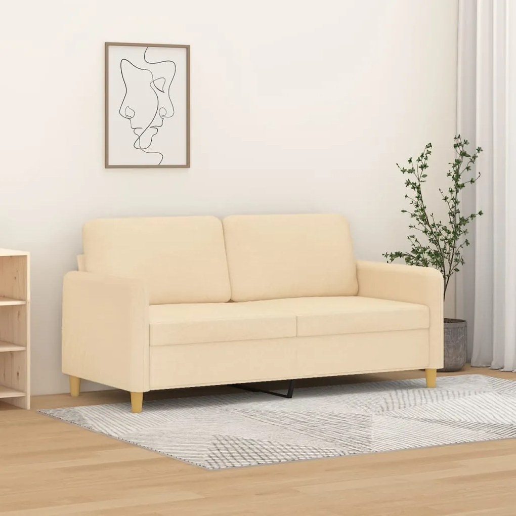 vidaXL Sofá de 2 lugares tecido 140 cm cor creme