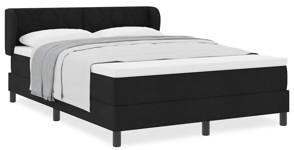 Cama Box Spring vidaXL com Colchão Preto 140x190 cm Tecido