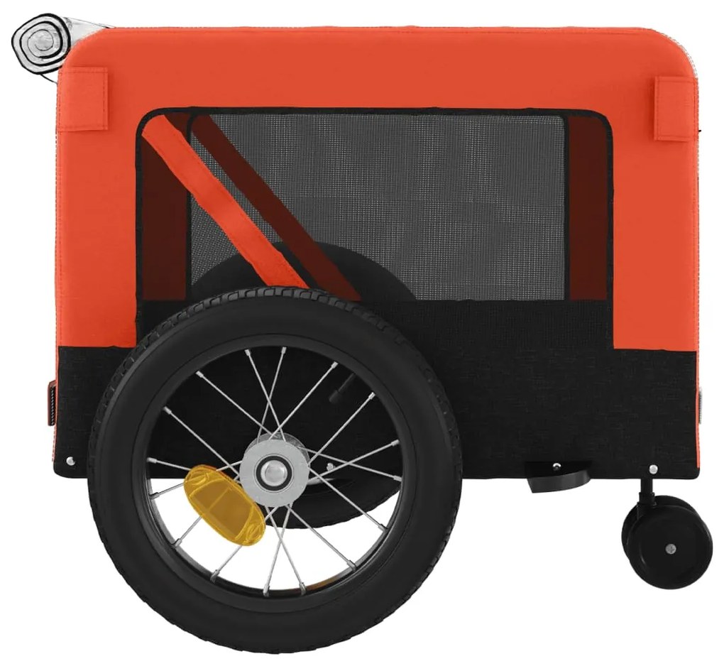 Reboque bicicleta p/ animais tecido oxford/ferro laranja/preto