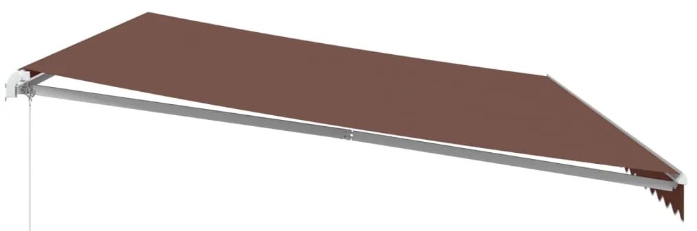 Toldo retrátil manual com luz LED 600x350 cm castanho