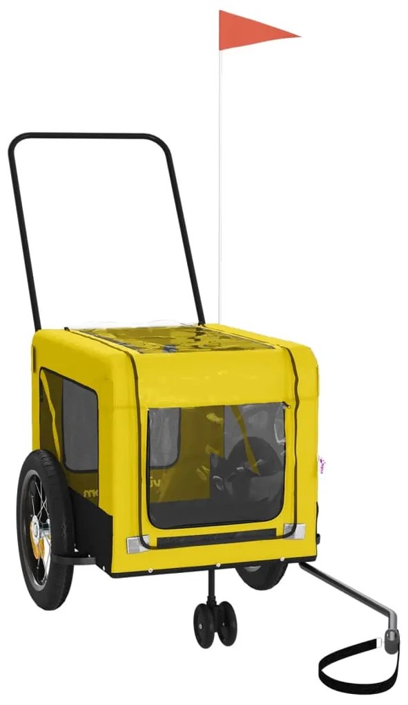 Reboque bicicleta p/ animais tecido oxford/ferro amarelo/preto