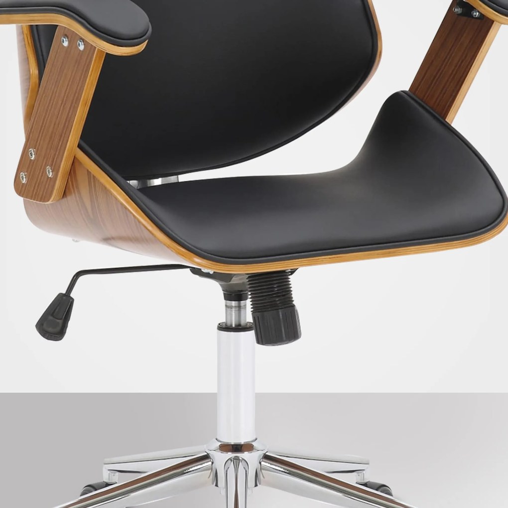 Cadeira de Escritório Chicago Couro Sintético Preto e Nogueira