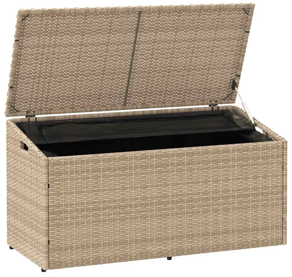 Caixa de arrumação para jardim 110x50x58 cm vime PE Bege