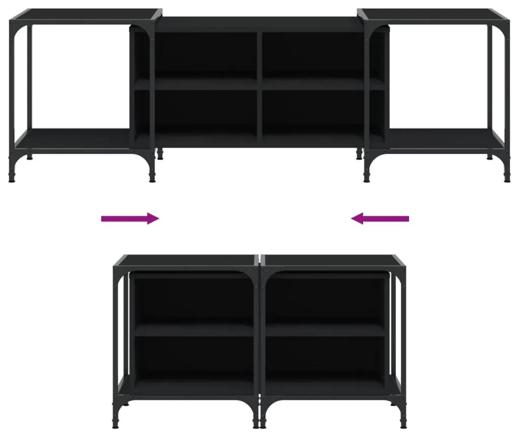 Móvel para TV 153x37x50 cm derivados de madeira preto