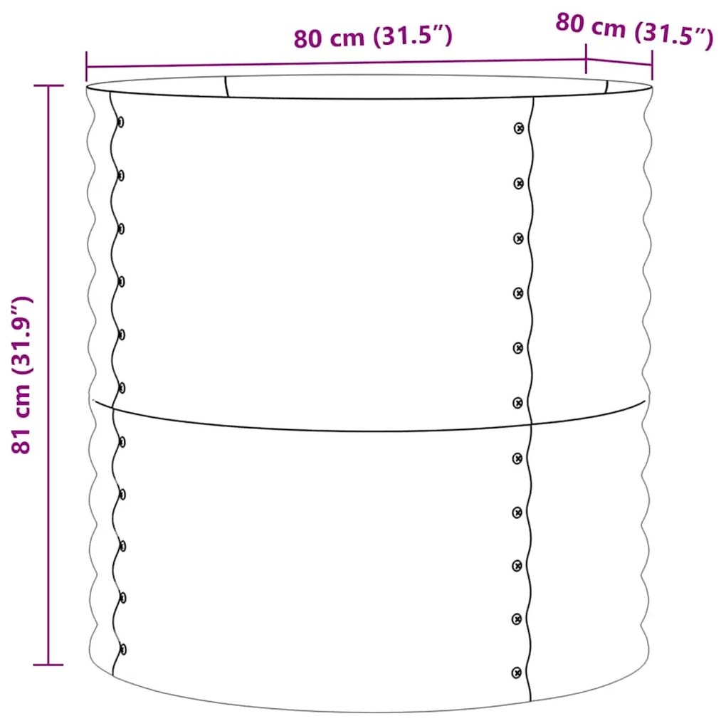 Canteiro Elevado para Jardins - Castanho 80x80x81 cm Aço Galvanizado