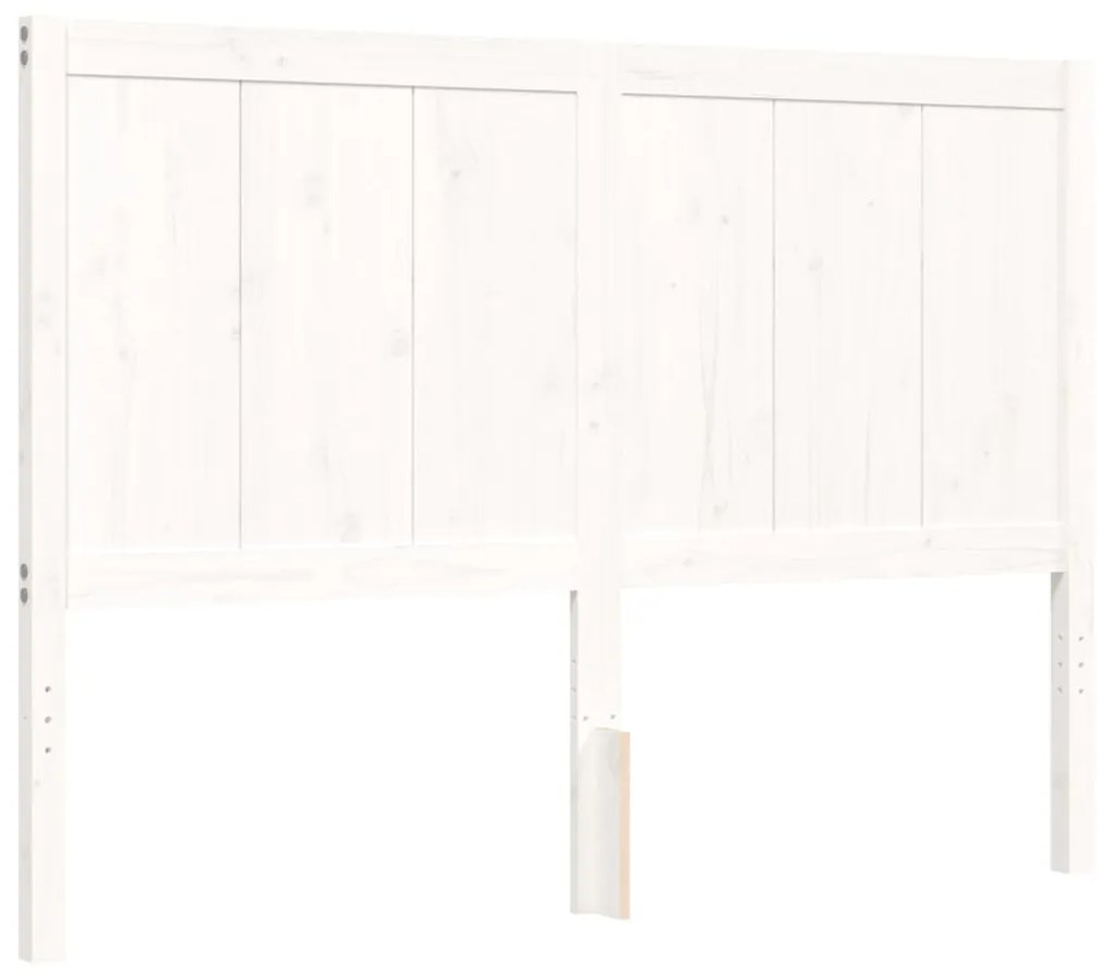 Estrutura de cama com cabeceira 140x200cm madeira maciça branco