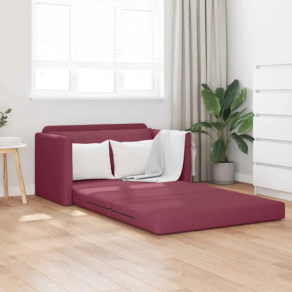 vidaXL Sofá-Cama 110cm Vinho Vermelho tecido