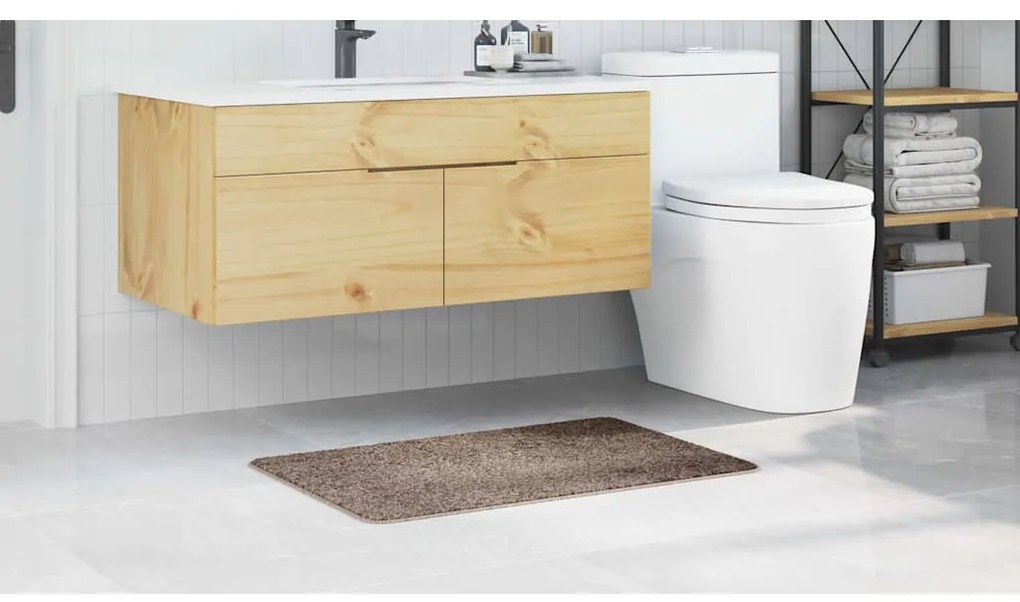 Tapete de Banho Retangular Castanho 60x90 cm Polipropileno Antiderrapa