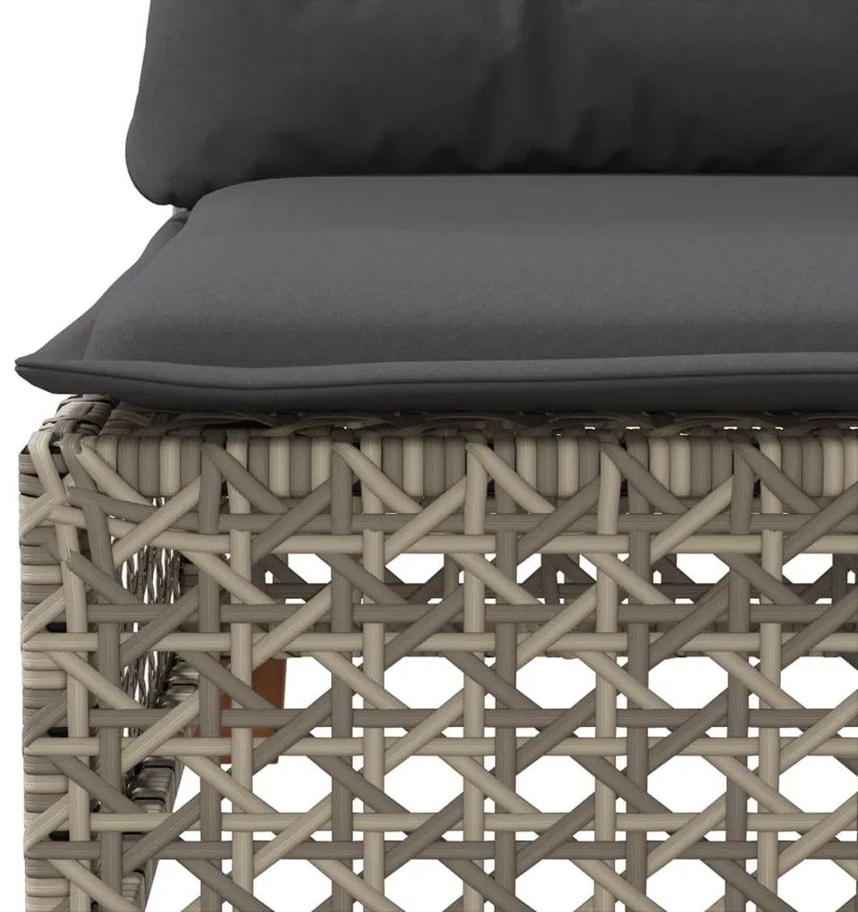 9 pcs conjunto sofás p/ jardim com almofadões vime PE cinzento