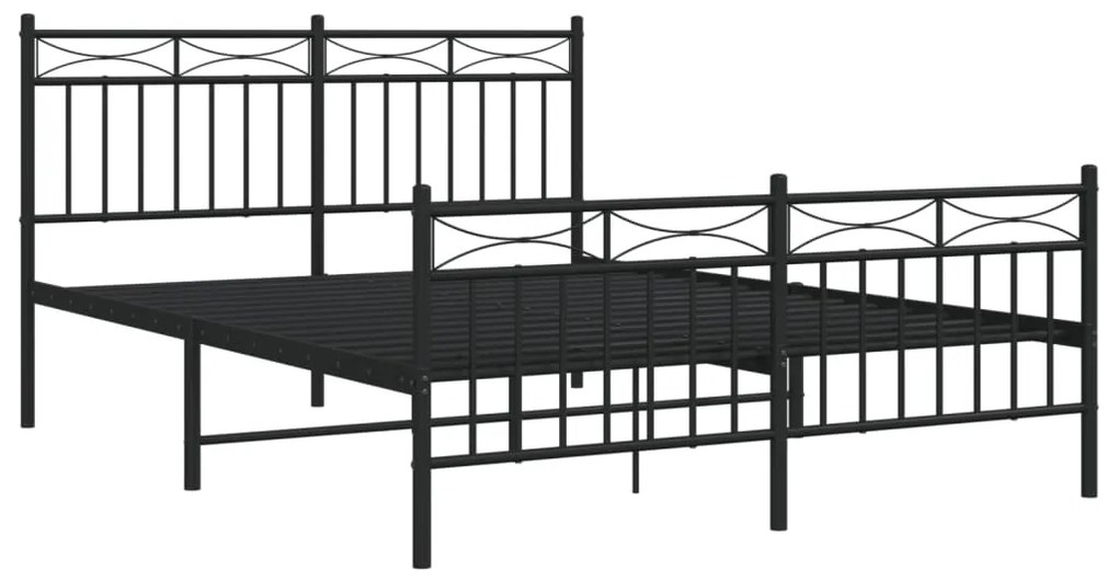 Estrutura de cama com cabeceira e pés 140x200 cm metal preto