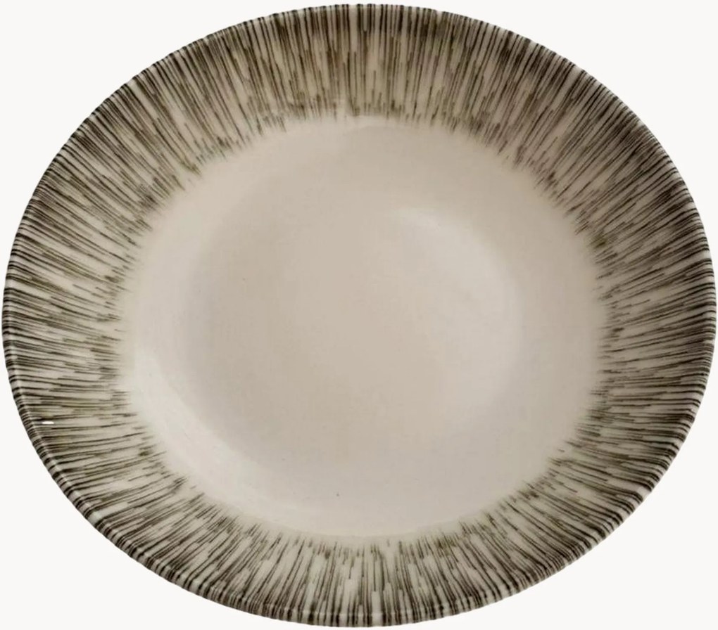 Pratos de sopa em porcelana Kaki, conjunto de 6