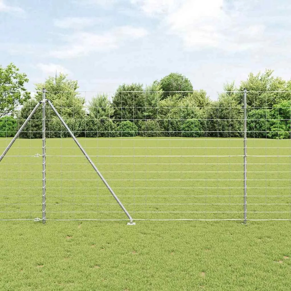vidaXL Cerca de Campo 1,6 x 25 m Aço Galvanizado