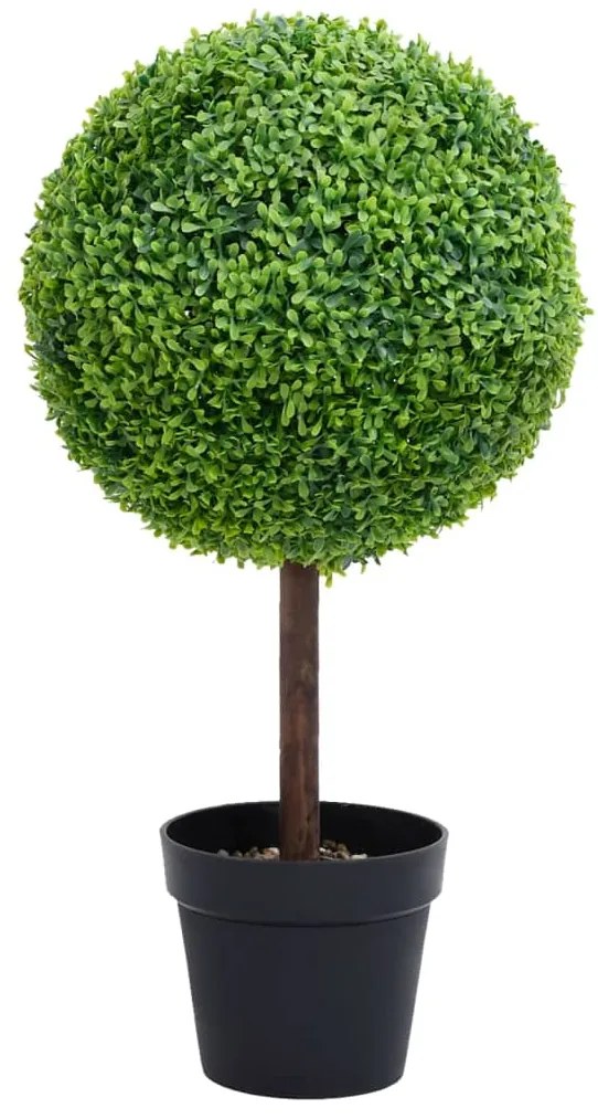 Planta artificial buxo em forma de esfera com vaso 71 cm verde