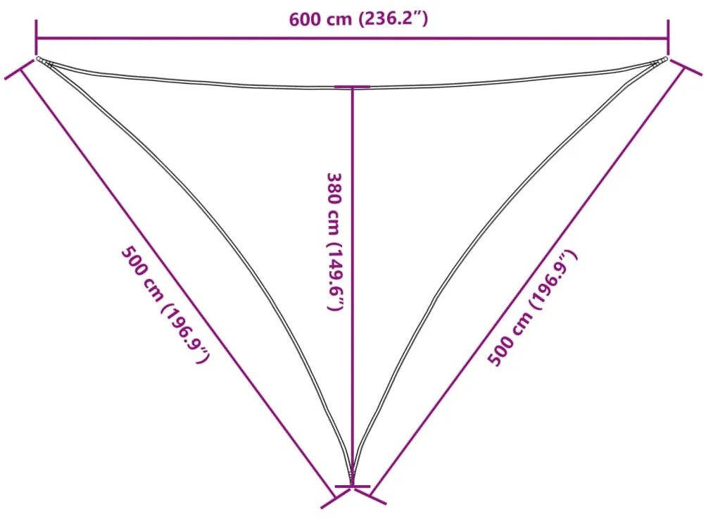 Para-sol estilo vela tecido oxford triangular 5x5x6 m antracite