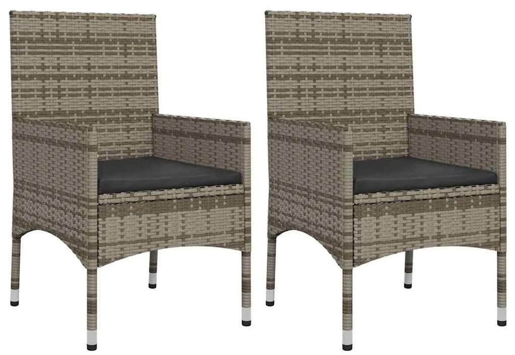 4 pcs conjunto lounge de jardim c/ almofadões vime PE cinzento
