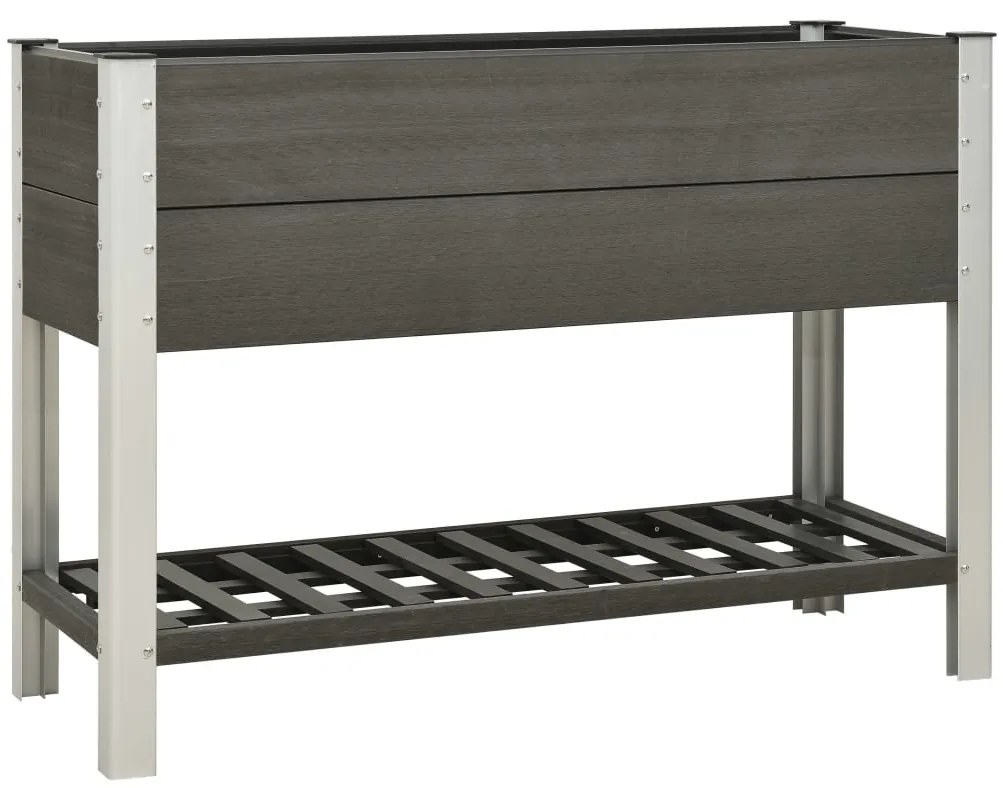 vidaXL Canteiro elevado jardim c/ prateleira 125x50x90 cm WPC cinzento