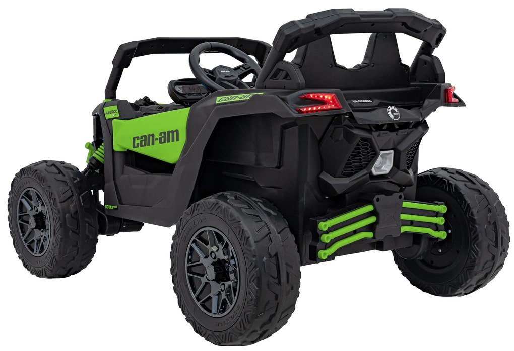 Carro elétrico para Crianças 24V 4x4 ATV CAN-AM Maverick Rodas de EVA, Assento de couro Verde