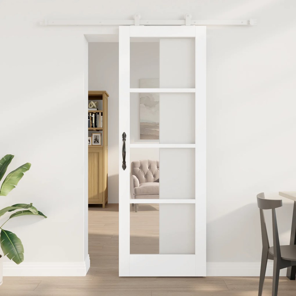 Porta Deslizante vidaXL com Conjunto de Ferragens 'ORKDAL'Branca de Ma