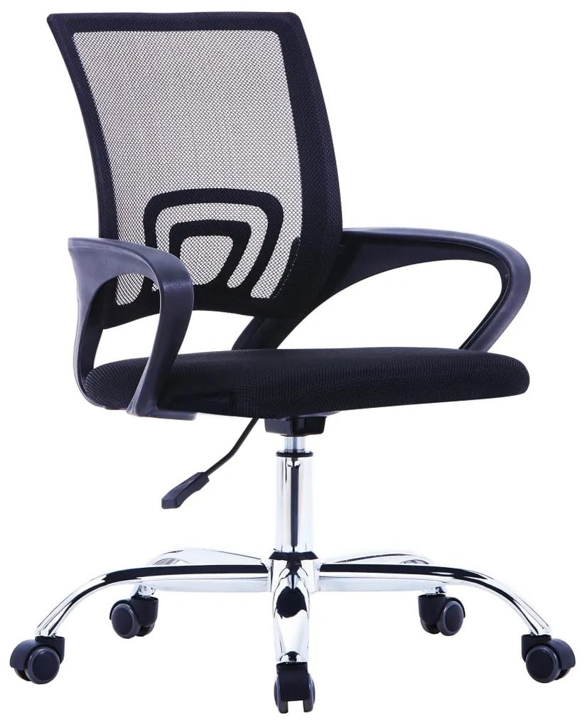 20183 vidaXL Cadeira de escritório com encosto em malha tecido preto