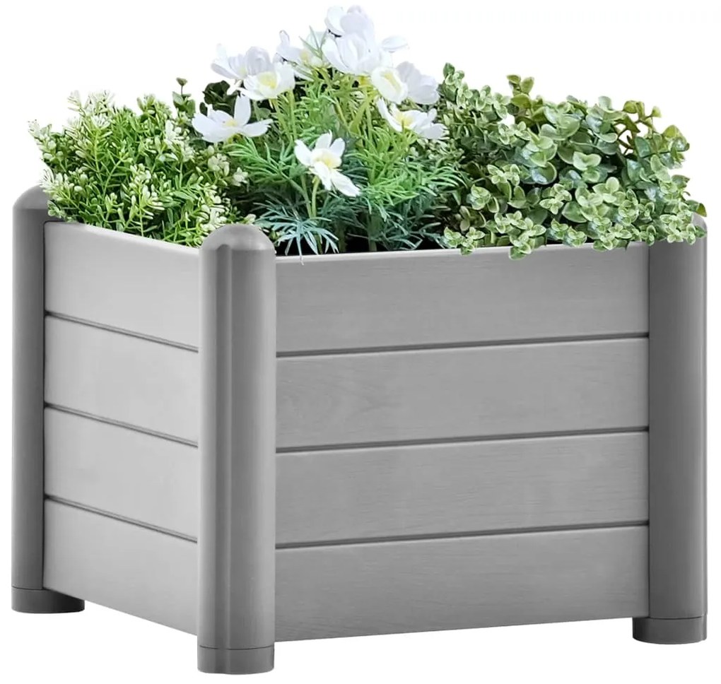 vidaXL Canteiro elevado para jardim PP 43x43x35 cm cinzento pedra
