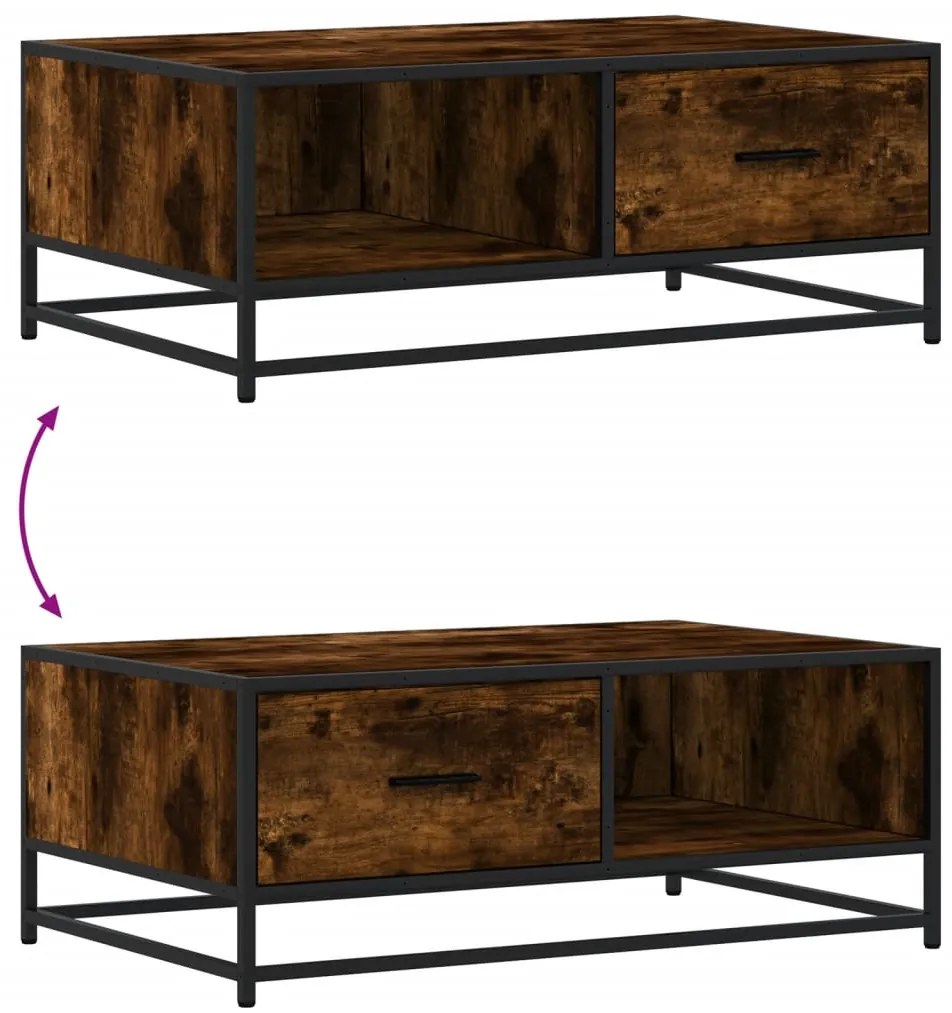 Mesa de centro 90x57x35 cm deriv. madeira/metal carvalho fumado