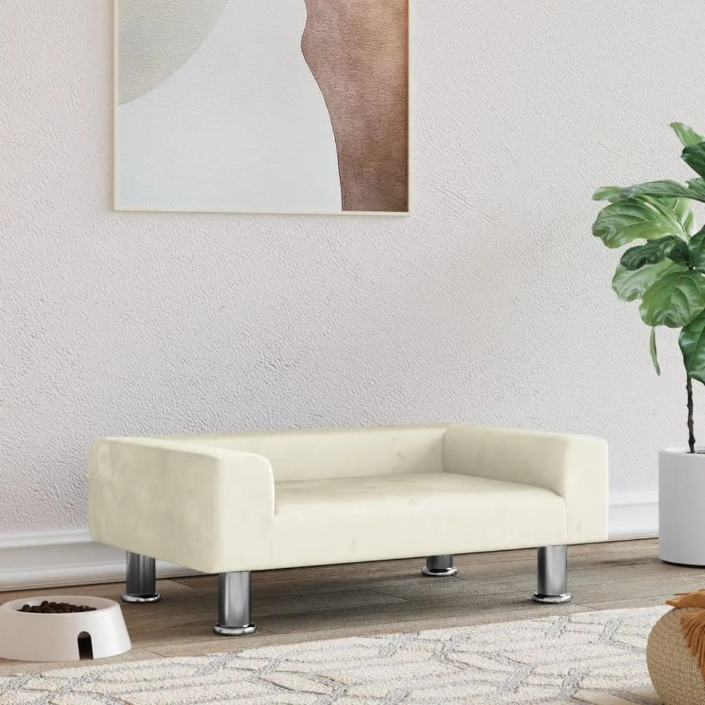 171924 vidaXL Cama para cães 70x45x26,5 cm veludo cor creme