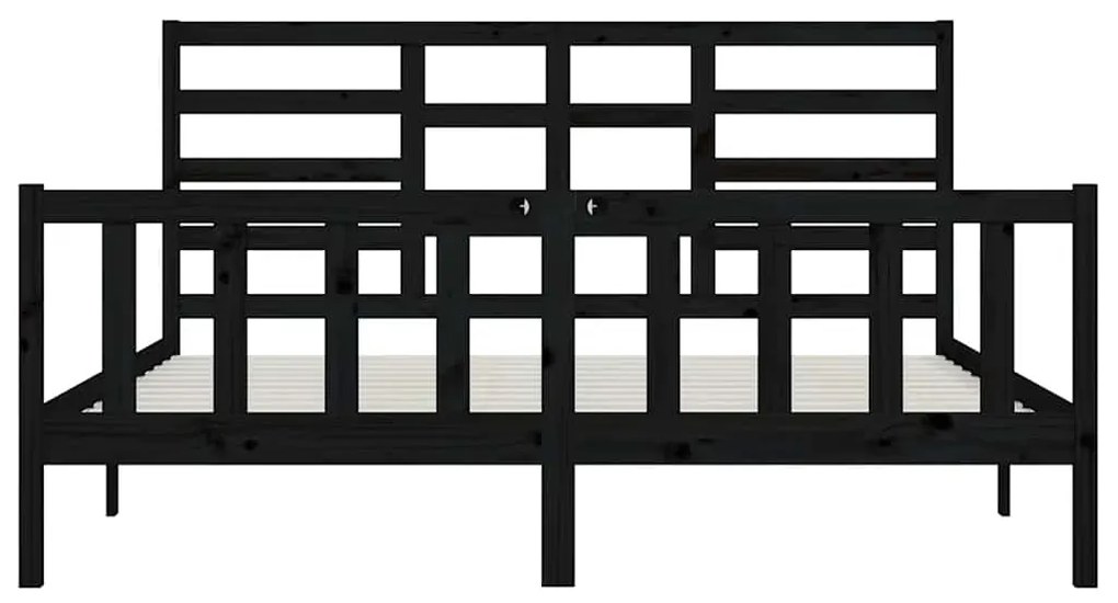 Estrutura de cama 200x200 cm madeira de pinho maciça preto