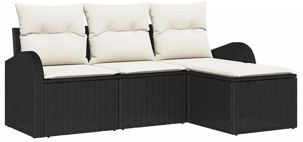 Conjunto de Sofá de Jardim vidaXL 4 Peças com Almofadas Rattan PE Pret