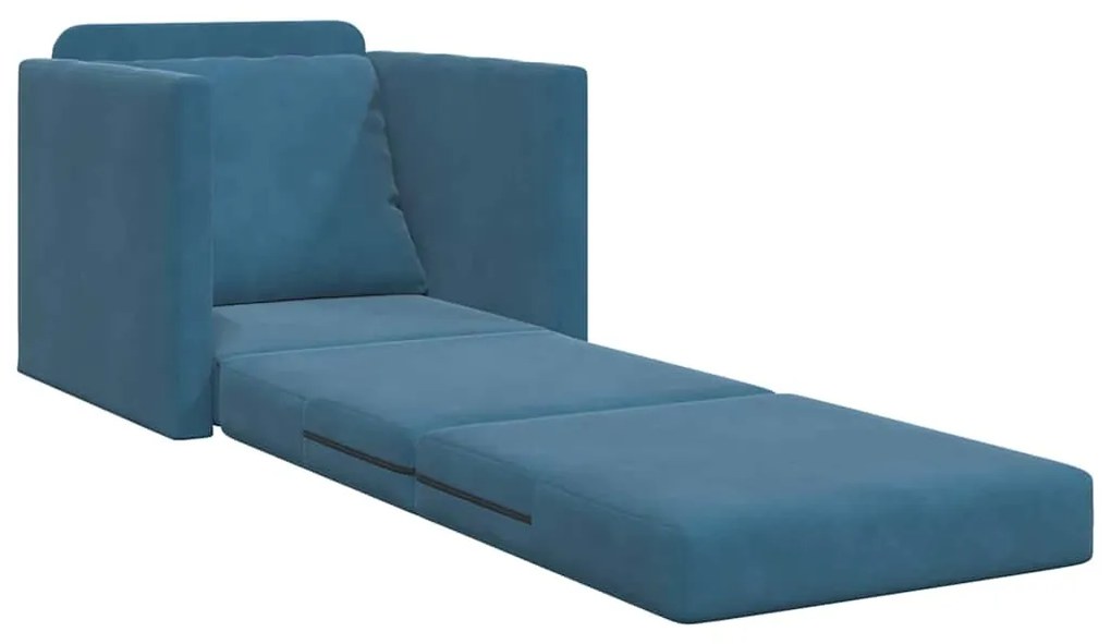 Sofá Cama 2 em 1 Azul 74x77x81 cm Veludo