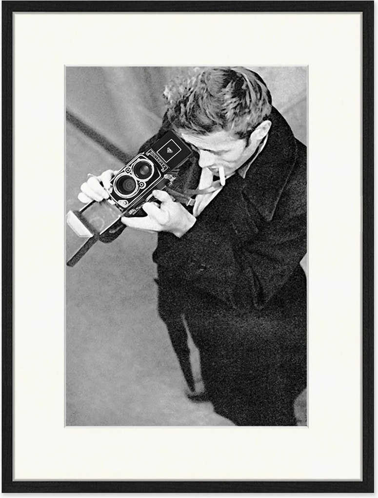 Impressão digital emoldurada James Dean With Camera