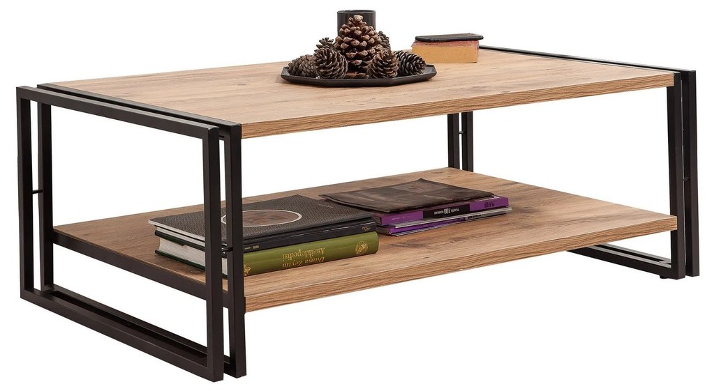 Mesa de Centro Cosmo – Pinho Atlântico Preto – 110x40x70 cm
