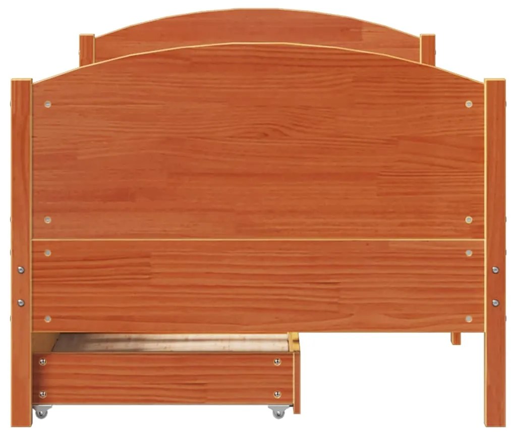 Cama sem colchão 90x190 cm madeira de pinho maciça castanho-mel