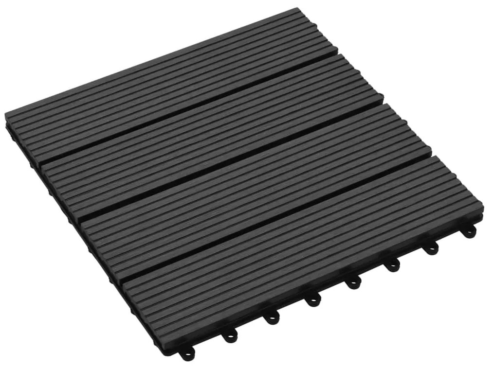 Ladrilhos de pavimento 11 pcs WPC 1m² 30x30 cm preto