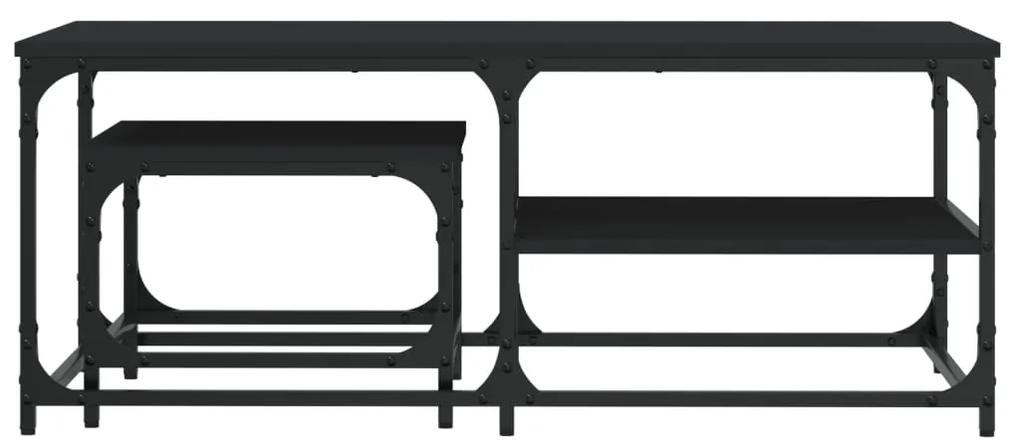 Mesas de centro de encastrar 2 pcs derivados de madeira preto