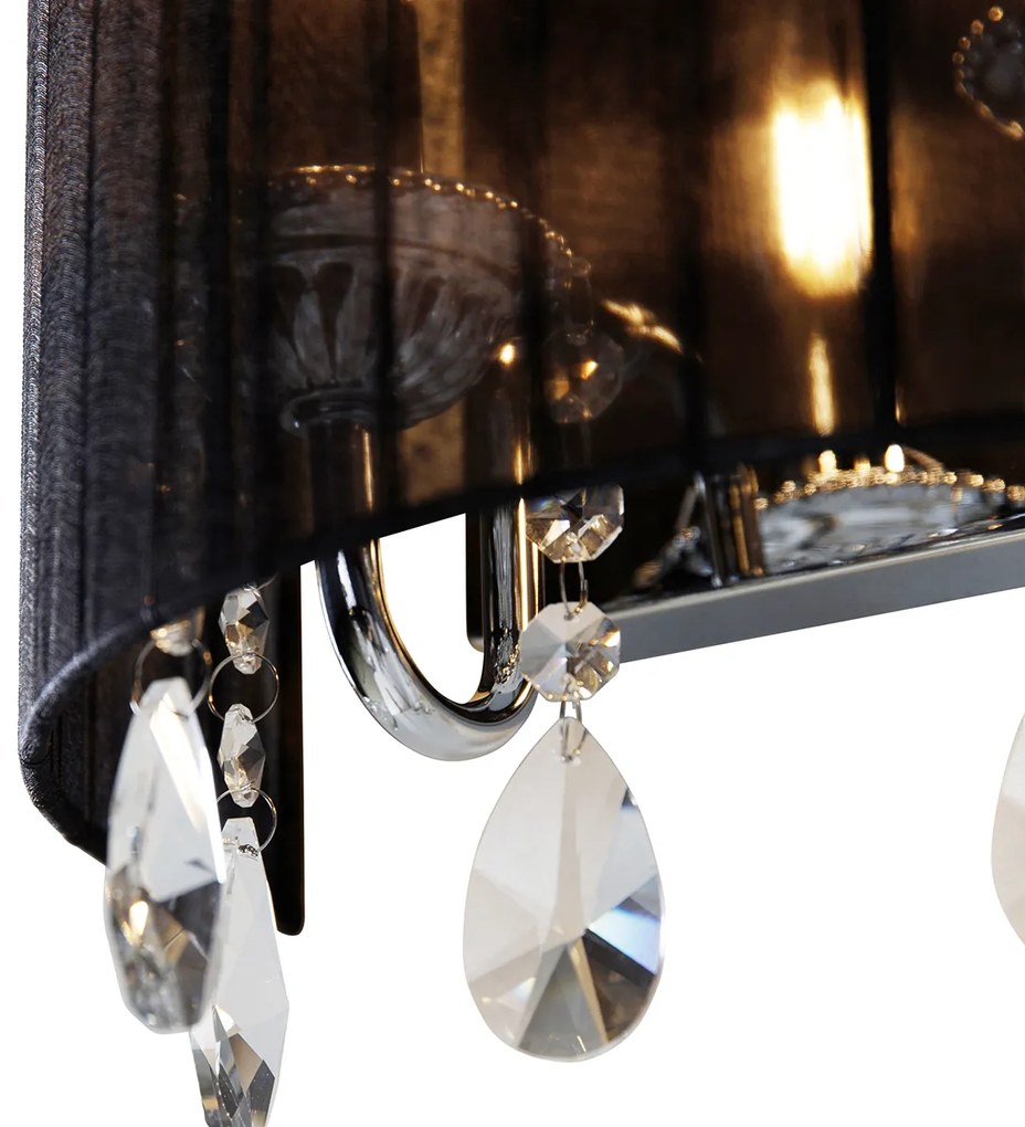 Conjunto de 2 candeeiros de parede cromados com abajur preto - Ann-Kathrin 2