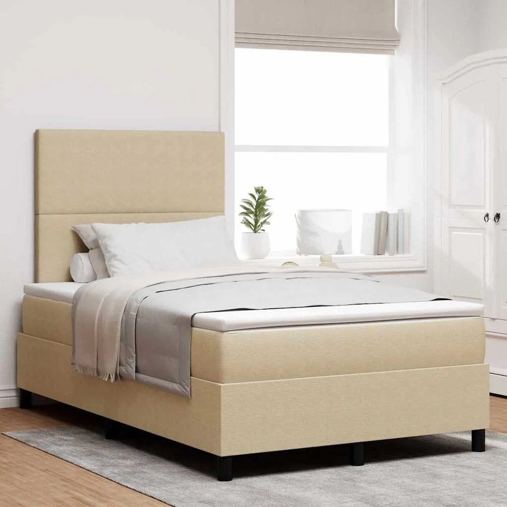vidaXL Cama Box Spring LED Cinza Claro e Branco 120 x 200 cm